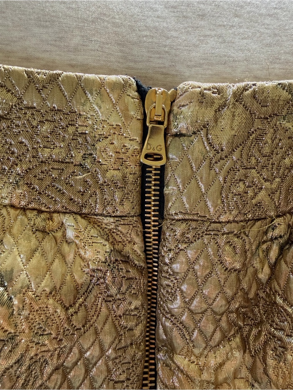 Vintage D&G Dolce & Gabbana Gold Brocade Mini Skirt - Picture 4 of 8
